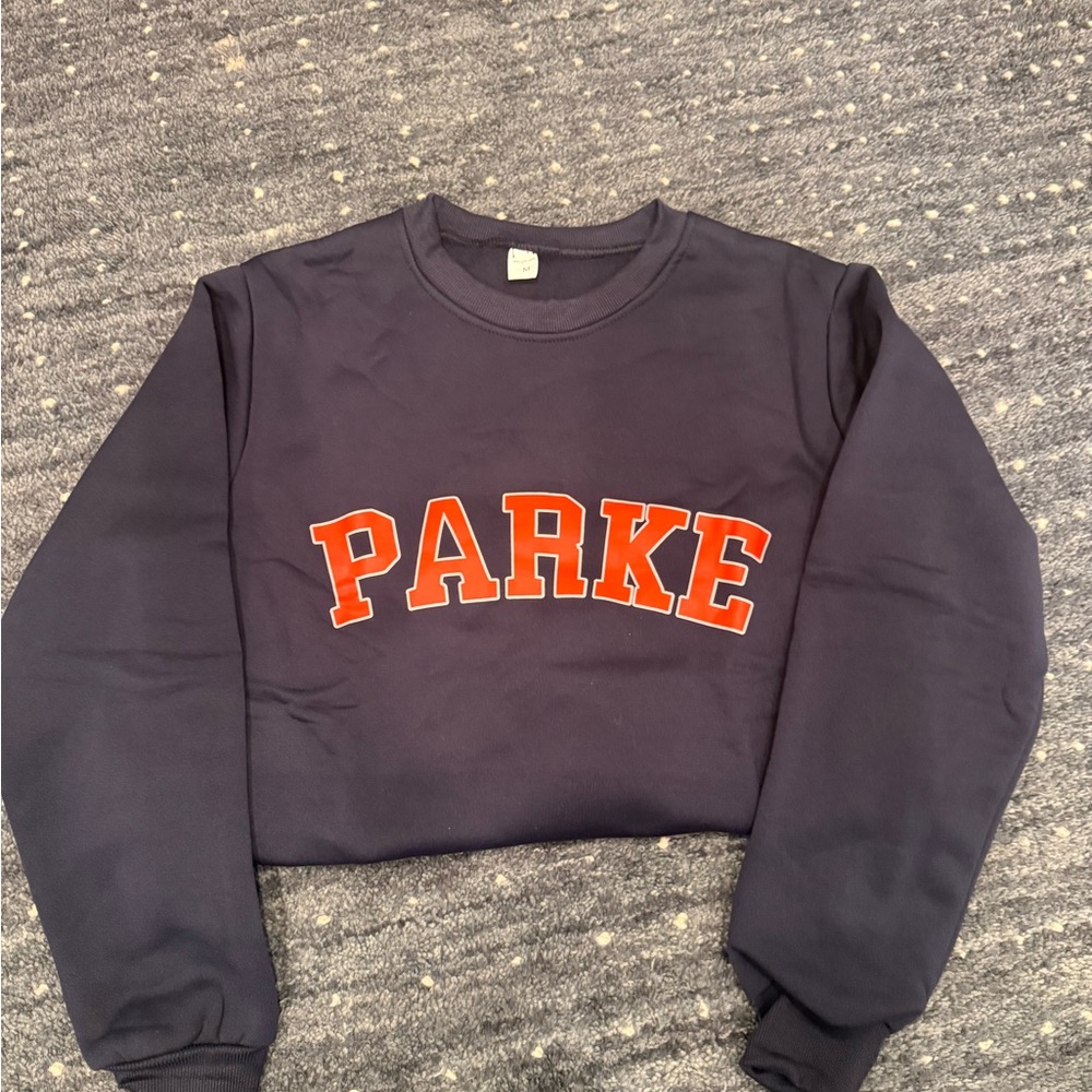 Faux Parke Navy Crew Sweatshirt with Red Logo